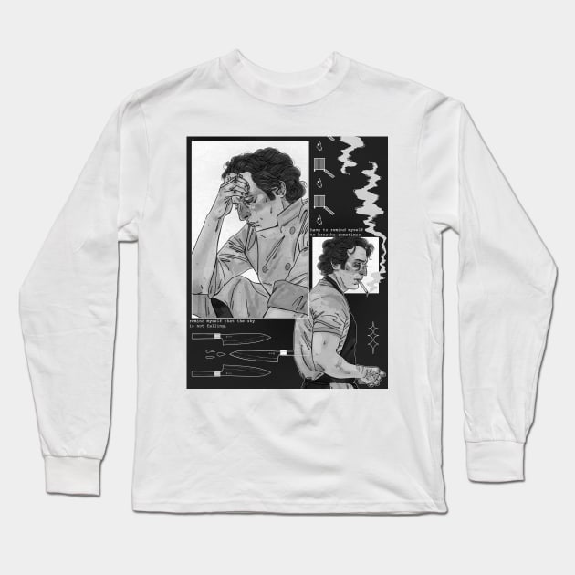 the sky is not falling b and w Long Sleeve T-Shirt by plasticlamb